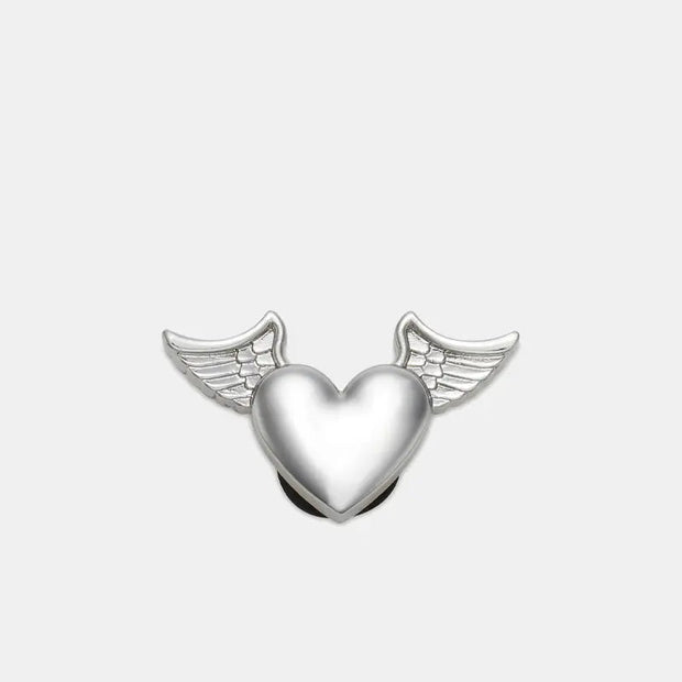 Silver Metal Heart  And Wings