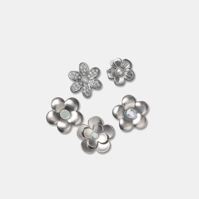 Monochrome Silver Flowers 5 Pack