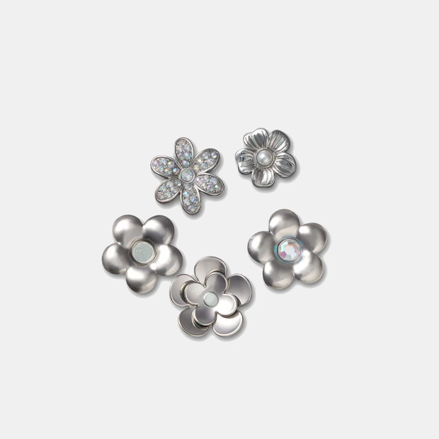 Monochrome Silver Flowers 5 Pack
