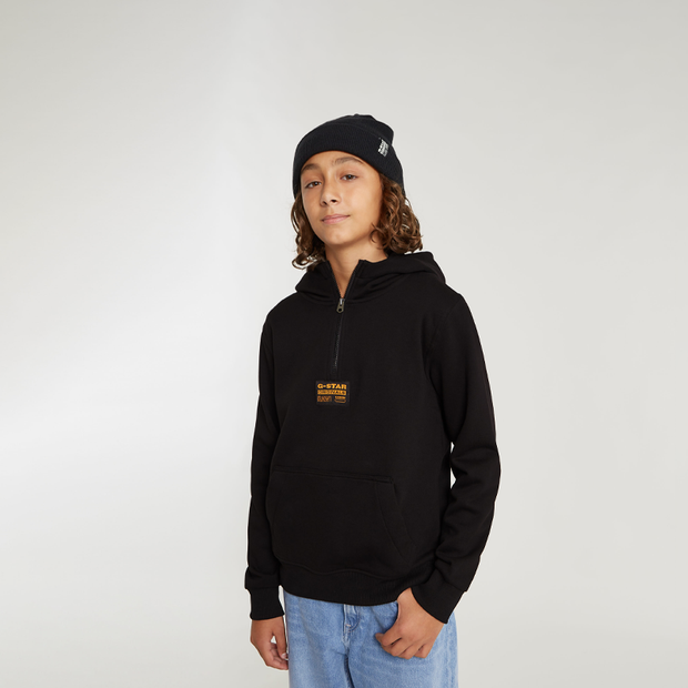 Hooded Half Zip Black