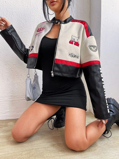 Women’s Luxe Faux Leather Moto Crop Jacket