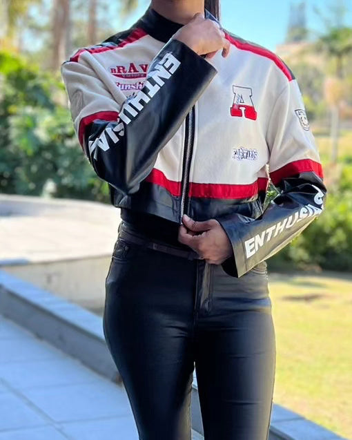 Women’s Luxe Faux Leather Moto Crop Jacket