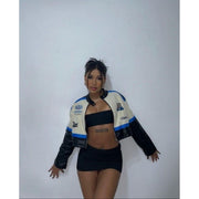 Women’s Luxe Faux Leather Moto Crop Jacket