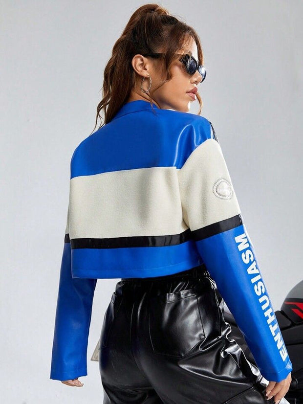 Women’s Luxe Faux Leather Moto Crop Jacket